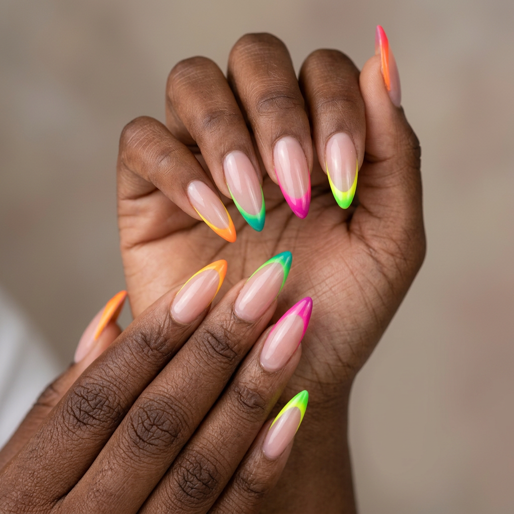 Neon French Nails
